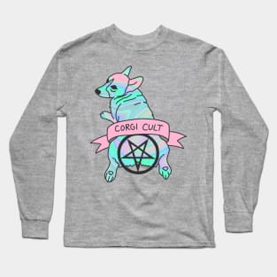 Corgi Cult Witchy 90s Hologram dog print Long Sleeve T-Shirt